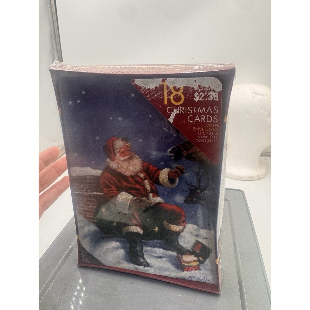 Vintage Holiday Time Christmas Cards 18 Santa Claus Sealed NOS Made USA